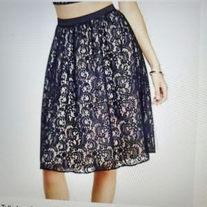 Express Black Pink Lace Tulle Midi Skirt